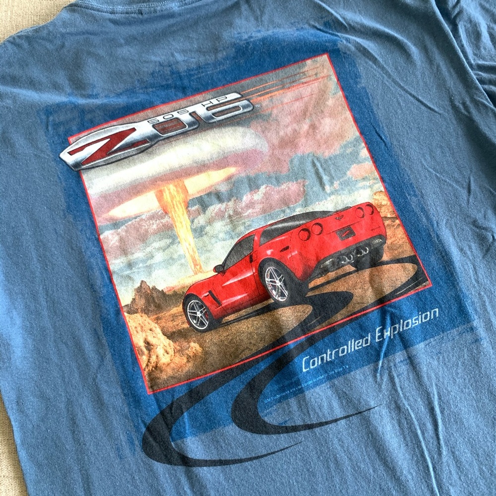 Corvette blue tshirt crewneck short sleeve shirt - Picture 3 of 6
